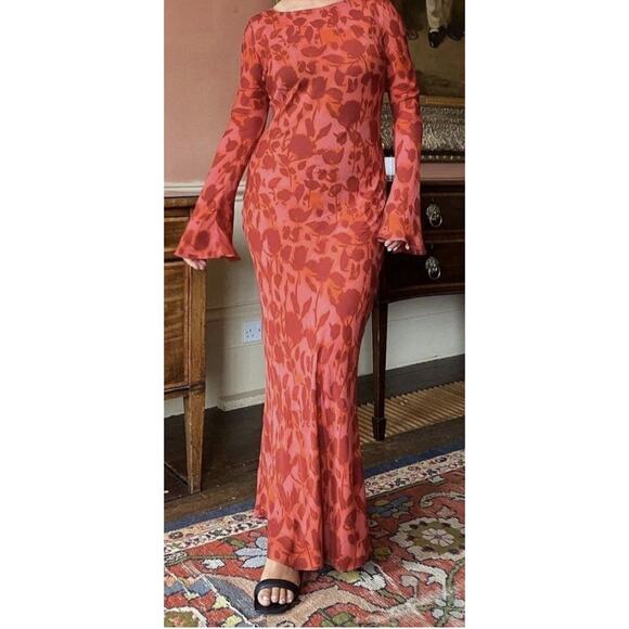 Realisation Par XL The Gia Maxi Dress Havana Red 100% Silk - Picture 7 of 16